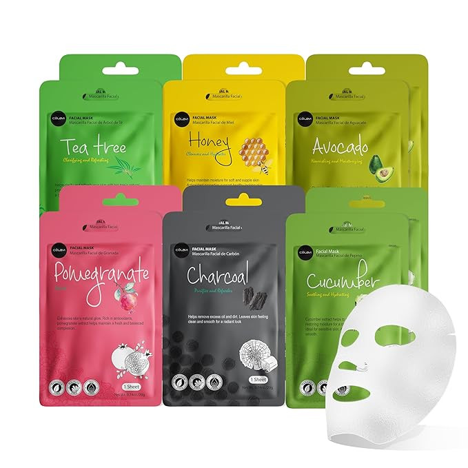 celavi Essence Facial Face Mask Paper Sheet Korea Skin Care Moisturizing 12 Pack (Mix - 2 of Each... | Amazon (US)