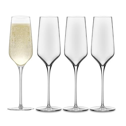 Libbey Signature Champagne Flute Glasses Set, Stylish, Dishwasher Safe Champagne Glasses Set of 4, Champagne Gift Set for Weddings and Events | Amazon (US)