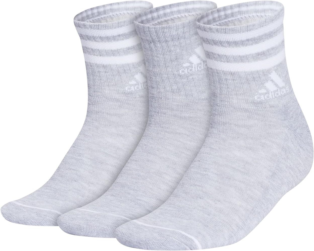 adidas Women's 3-Stripe High Quarter Socks (3-Pair) with Arch Compression for a Secure Fit | Amazon (US)