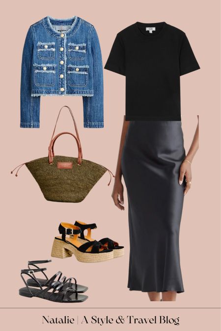 I love this silk slip skirt and black t-shirt as a base for so many outfits! You can wear it casually, for date night or a night out, or for work. Just change your shoes or add a blazer or sweater depending on your work dress code. I love the kitten heels for date night too.

#LTKSeasonal #LTKWorkwear #LTKStyleTip