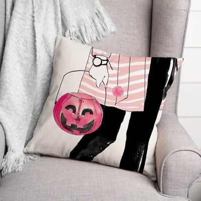 Pink Trick Or Treater Square Pillow Cover & Insert | Wayfair North America