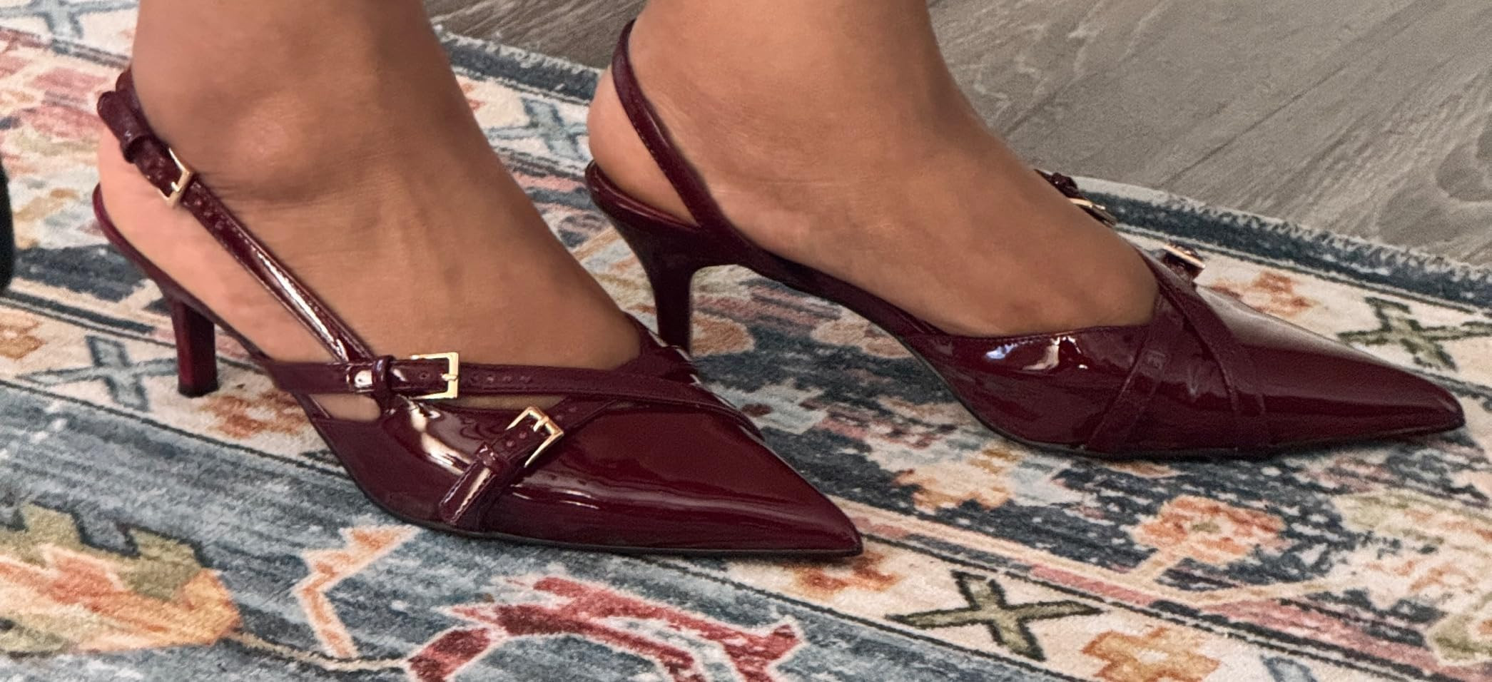 MICIFA Slingback Kitten Heels for Women Pointed Toe Stiletto Heels Slip On Pumps with Buckled Str... | Amazon (US)