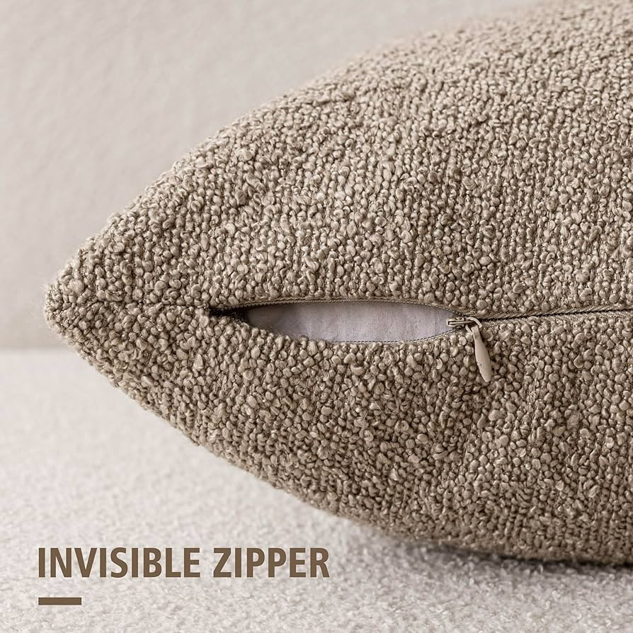 Foindtower Set of 2, Decorative Textured Boucle Throw Pillow Covers Accent Solid Pillow Cases Neu... | Amazon (US)