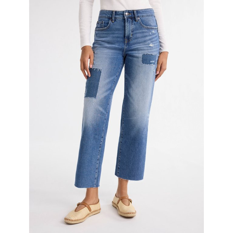 Free Assembly Women's Patchwork Ankle Jeans, 27" Inseam, Sizes 0-16 | Walmart (US)