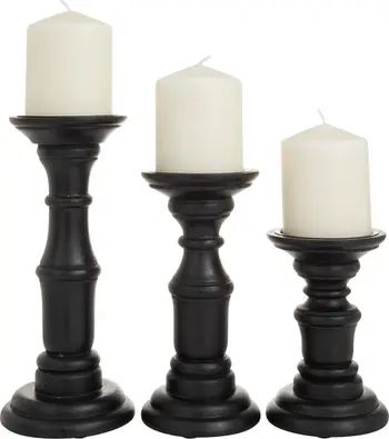 VIVIAN LUNE HOME Black Wood Candle Holder - Set of 3 | Nordstromrack | Nordstrom Rack