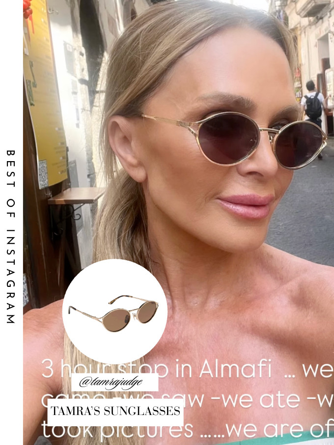 Tamra Judge's Gold Oval Sunglasses 📸= @tamrajudge 

 