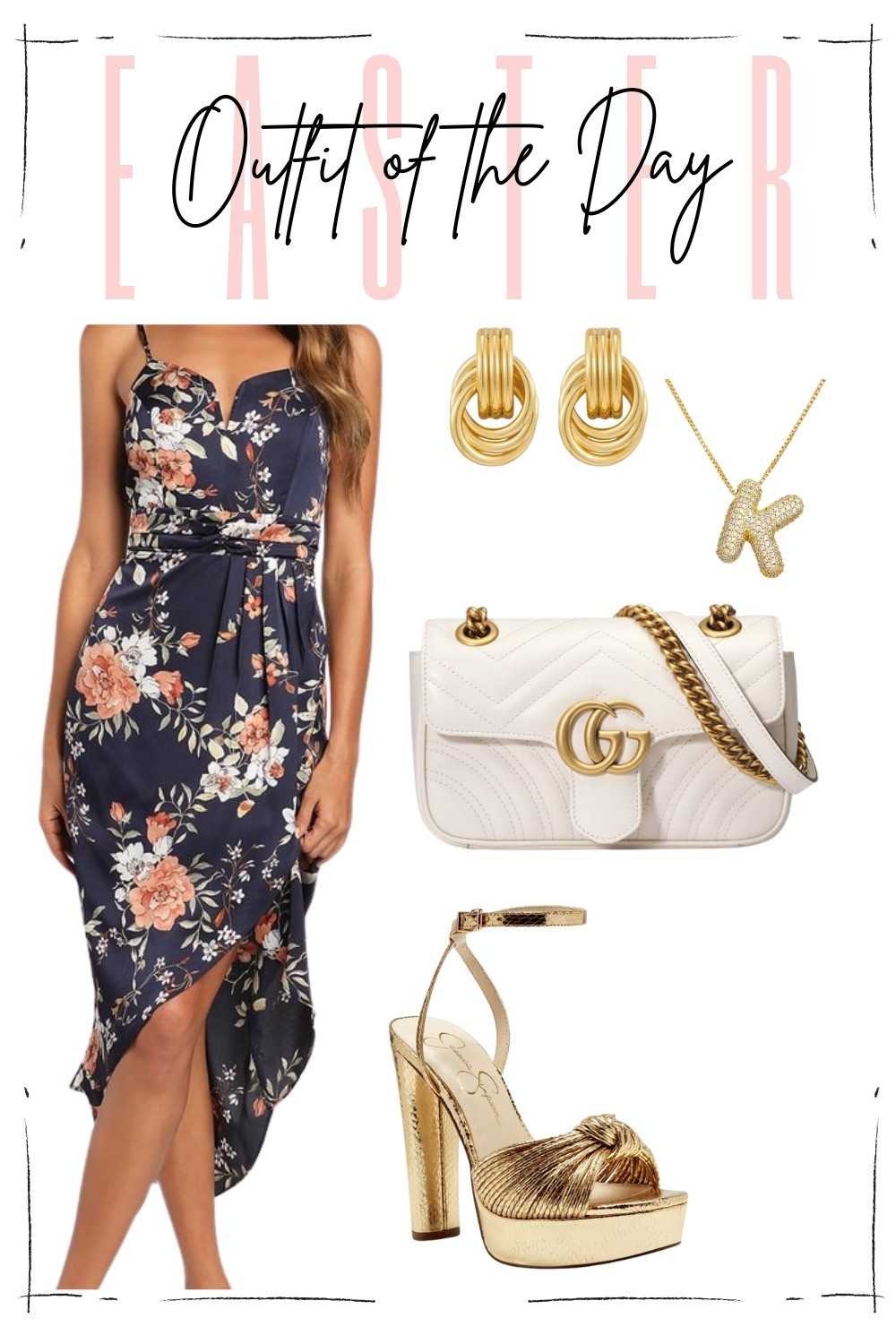 Stepping into Easter in full bloom! This navy floral wrap dress is the perfect mix of classy and cute, paired with gold statement heels, a white designer crossbody, and elegant accessories. Whether you’re heading to brunch, church, or a spring celebration, this look is fresh, feminine, and festive. Save this Easter outfit inspo for your holiday wardrobe planning!

#LTKStyleTip #LTKSeasonal #LTKFindsUnder50