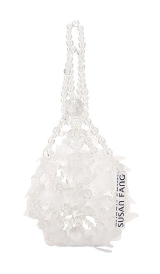 Beaded Round Bag in White | Revolve Clothing (Global)