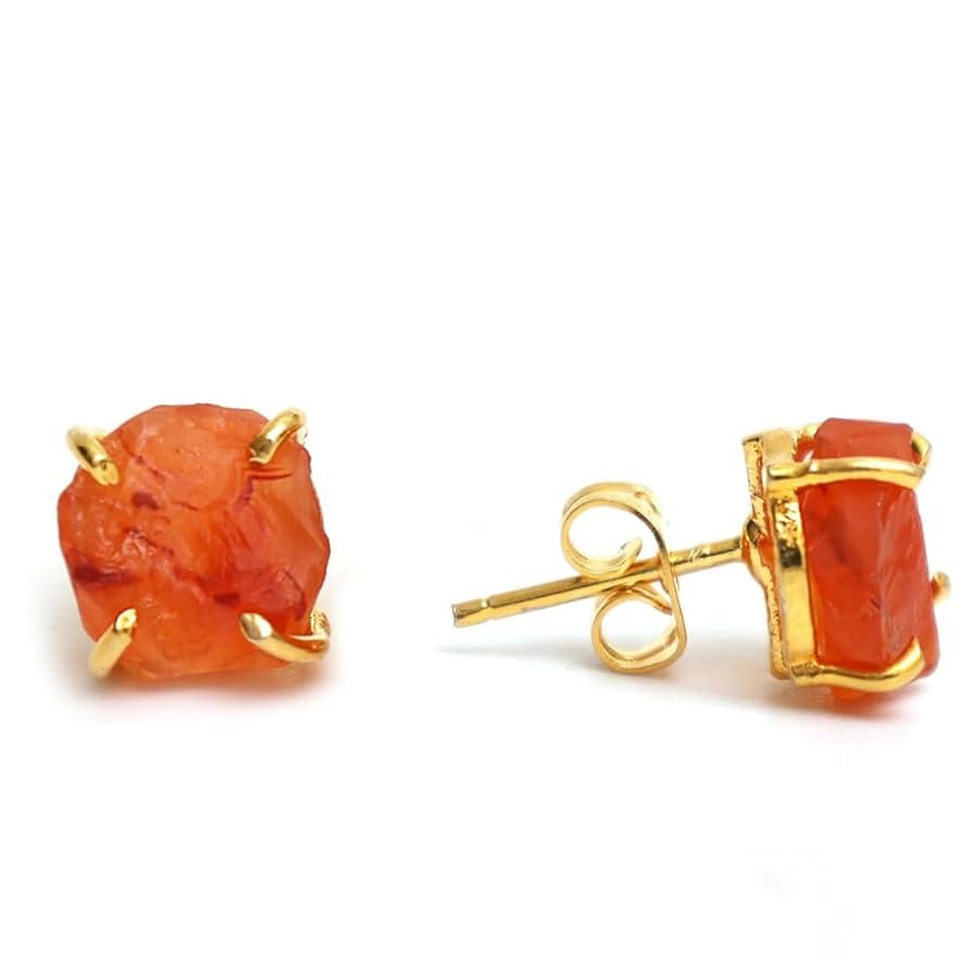 Gempires Real Orange Carnelian Stud Earrings For Women July Birthstone Crystals Jewelry Hypoaller... | Amazon (US)