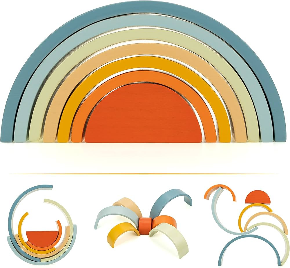 DUCKBOXX XX Wooden Rainbow Stacking Toy (Summer Color - 7 pcs) | Amazon (US)