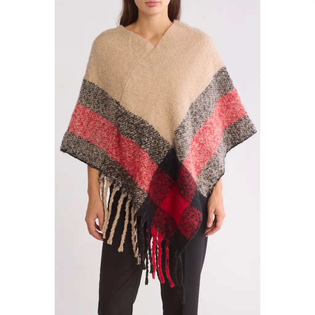 Nanette Lepore Plaid Knit Poncho in Camel at Nordstrom Rack | Nordstrom Rack