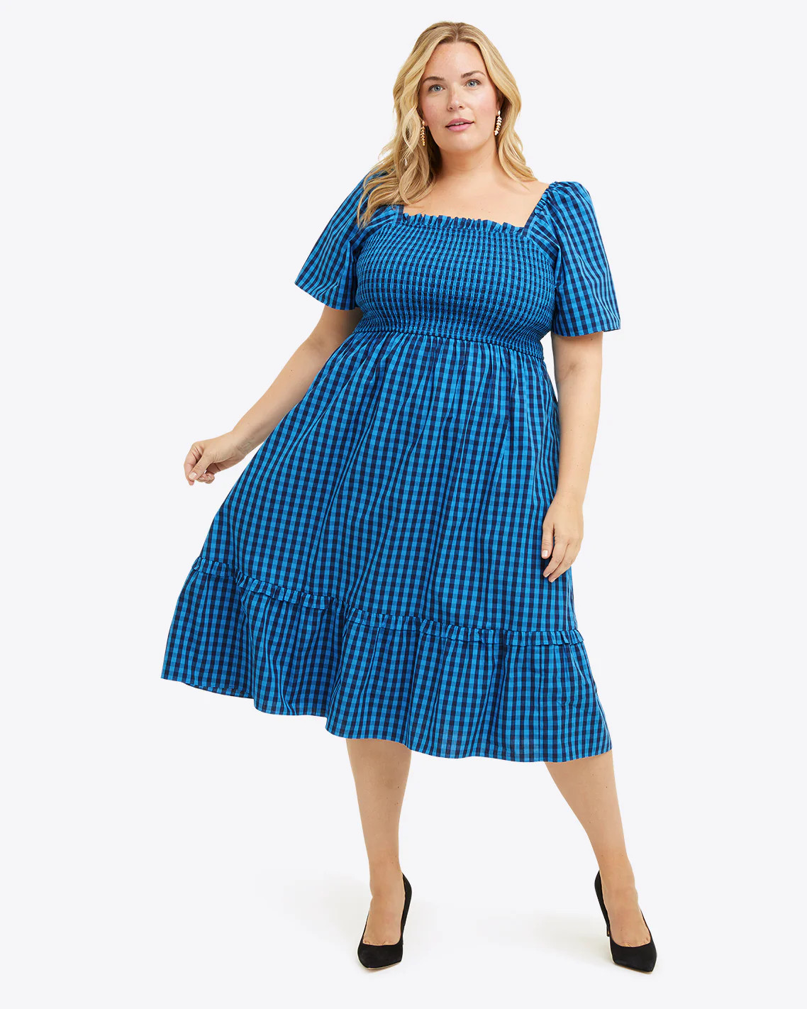 Deana Smocked Dress in Blue Gingham | Draper James (US)