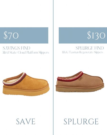 Save Vs. Splurge: UGG Slipper Dupe
These platform slipper dupes are half the price and just as cute and comfy! #fashiondupes #uggdupe 

#LTKunder100 #LTKFind #LTKSeasonal