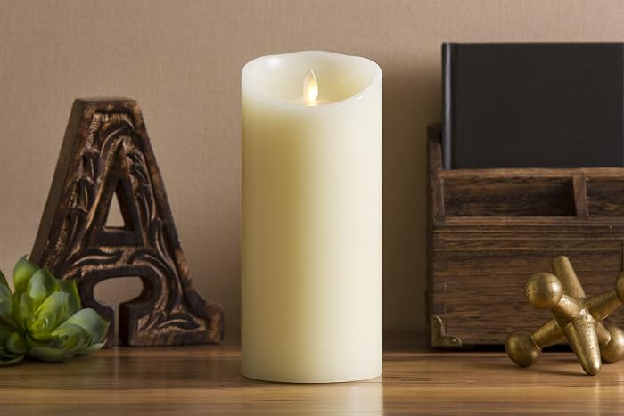Luminara Flameless LED Battery Operated Ivory Pillar Candle, Flickering Realistic Moving Flame, 3" x 6.5" Real Wax Indoor Home Bathroom Decor Candle | Amazon (US)
