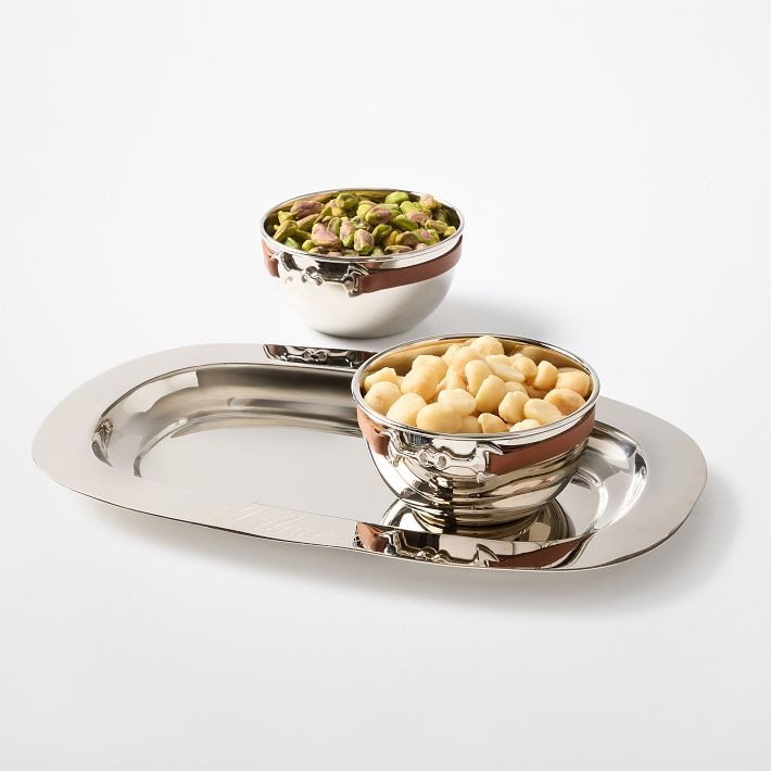 Silver and Leather Horsebit Serving Set | Mark and Graham