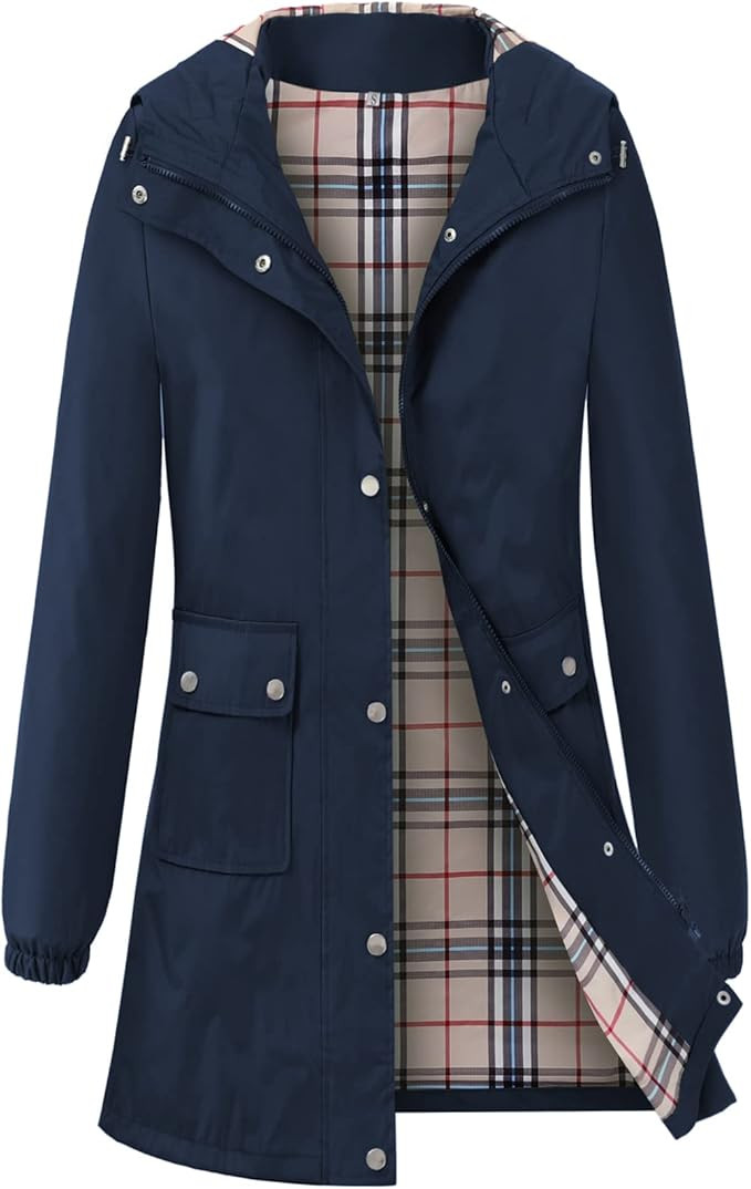 Adiwiid Rain Coat for Women Waterproof with Hood Lightweight Women's Rain Jacket Outdoor Trench W... | Amazon (US)