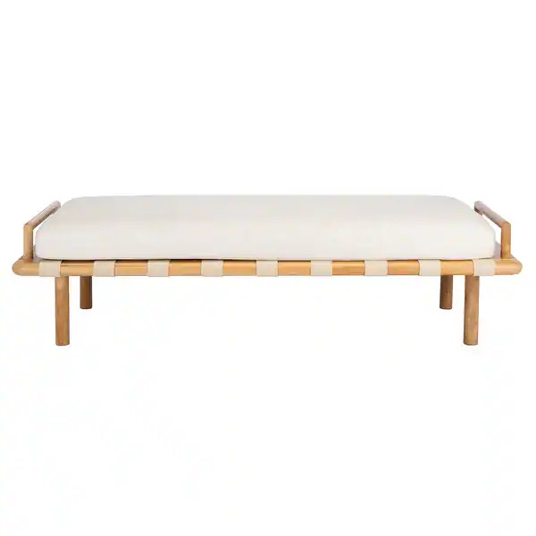 SAFAVIEH Couture Constantine Teak Cushion Bench. - 70 IN W x 26 IN D x 19 IN H - Bed Bath & Beyon... | Bed Bath & Beyond