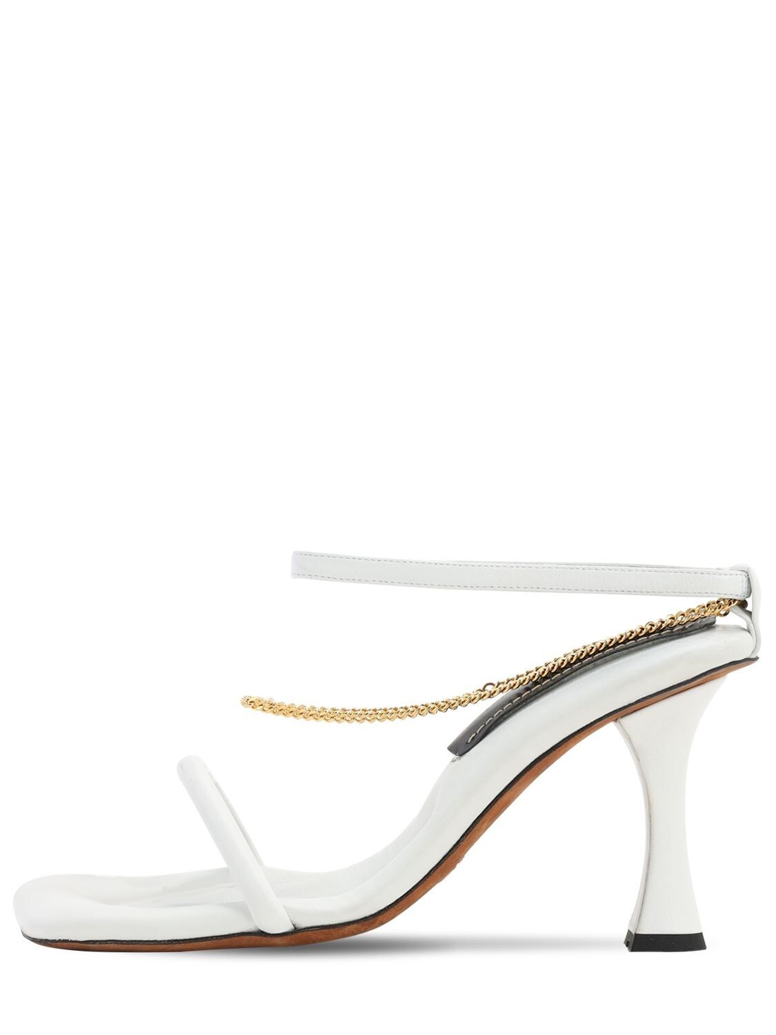 90mm Leather & Chain Sandals | Luisaviaroma