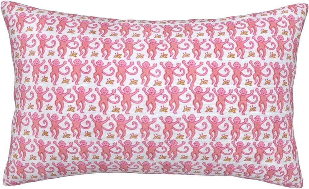Pink Rabbit Monkeys Rectangular Throw Pillow Cover 12"X20" Preppy Aesthetic Decor Pillow Case Ani... | Amazon (US)