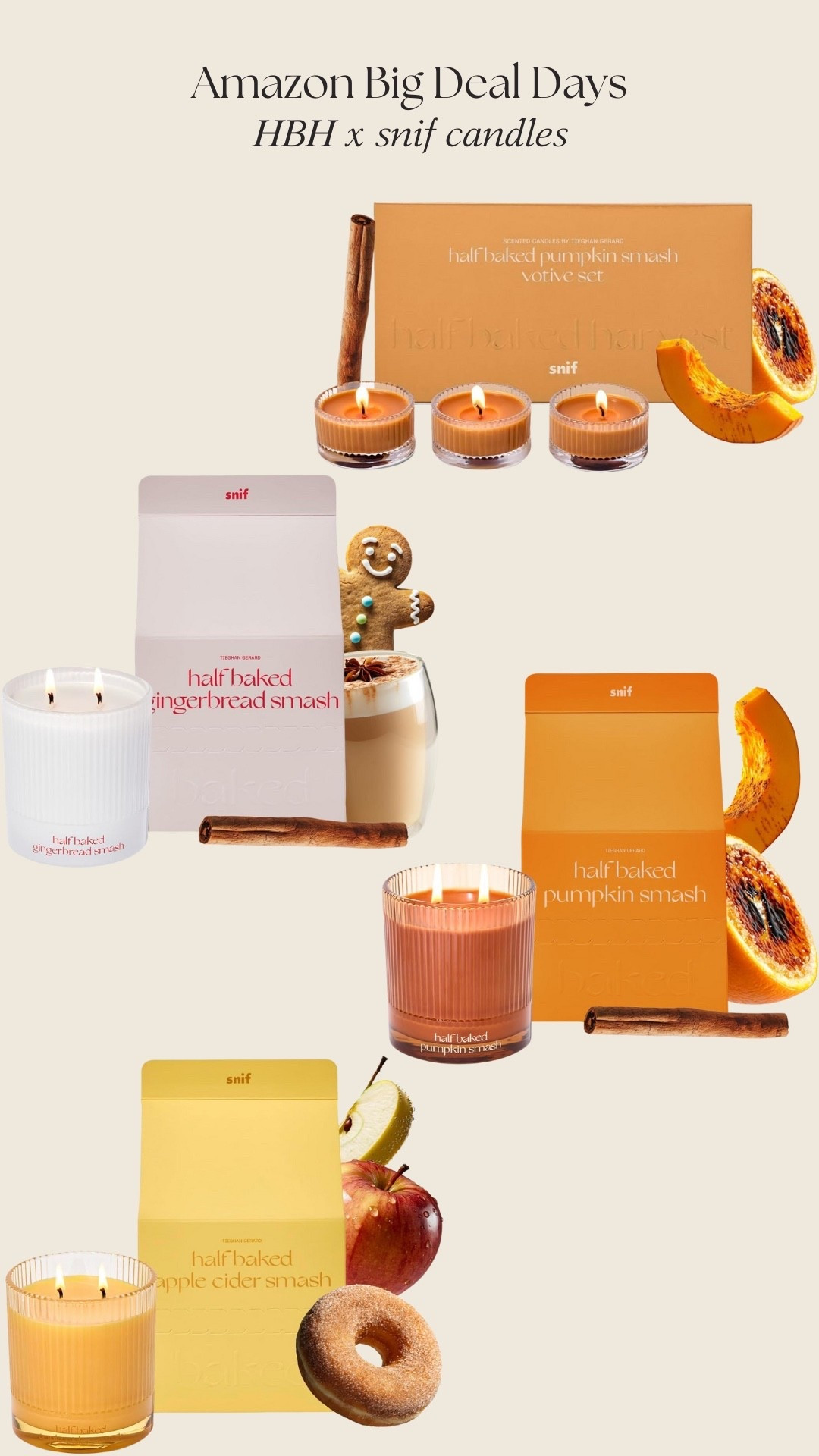 My candle collection with snif is on sale for Amazon Prime Big Deal Days! 

So many great scents! 🕯️
- Pumpkin
- Apple Cider
- Gingerbread

#LTKHome #LTKFindsUnder100 #LTKSaleAlert
