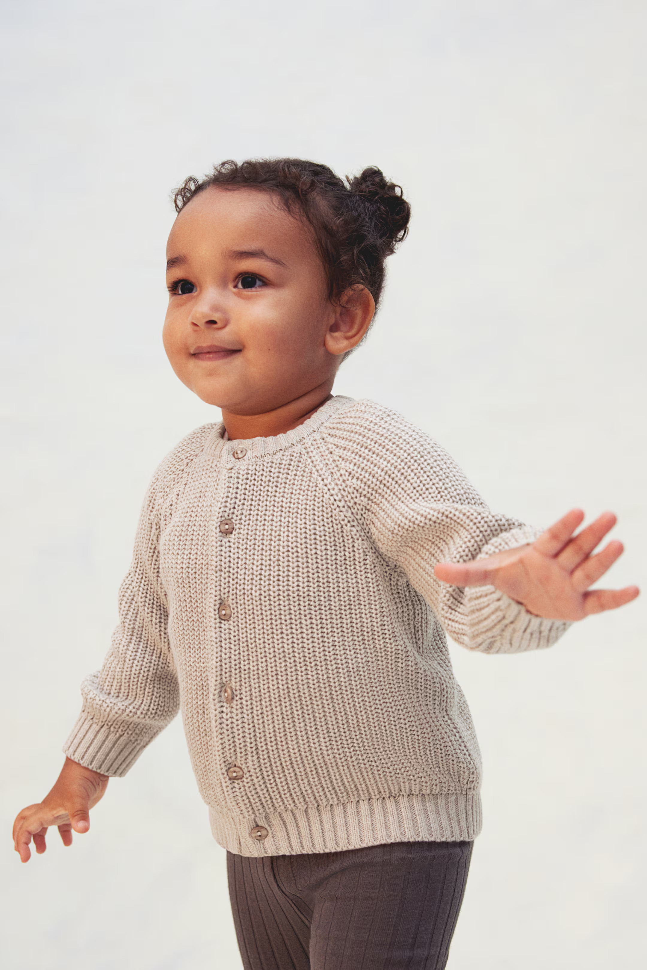 Patent-Knit Cotton Cardigan - Beige - Kids | H&M US | H&M (US + CA)