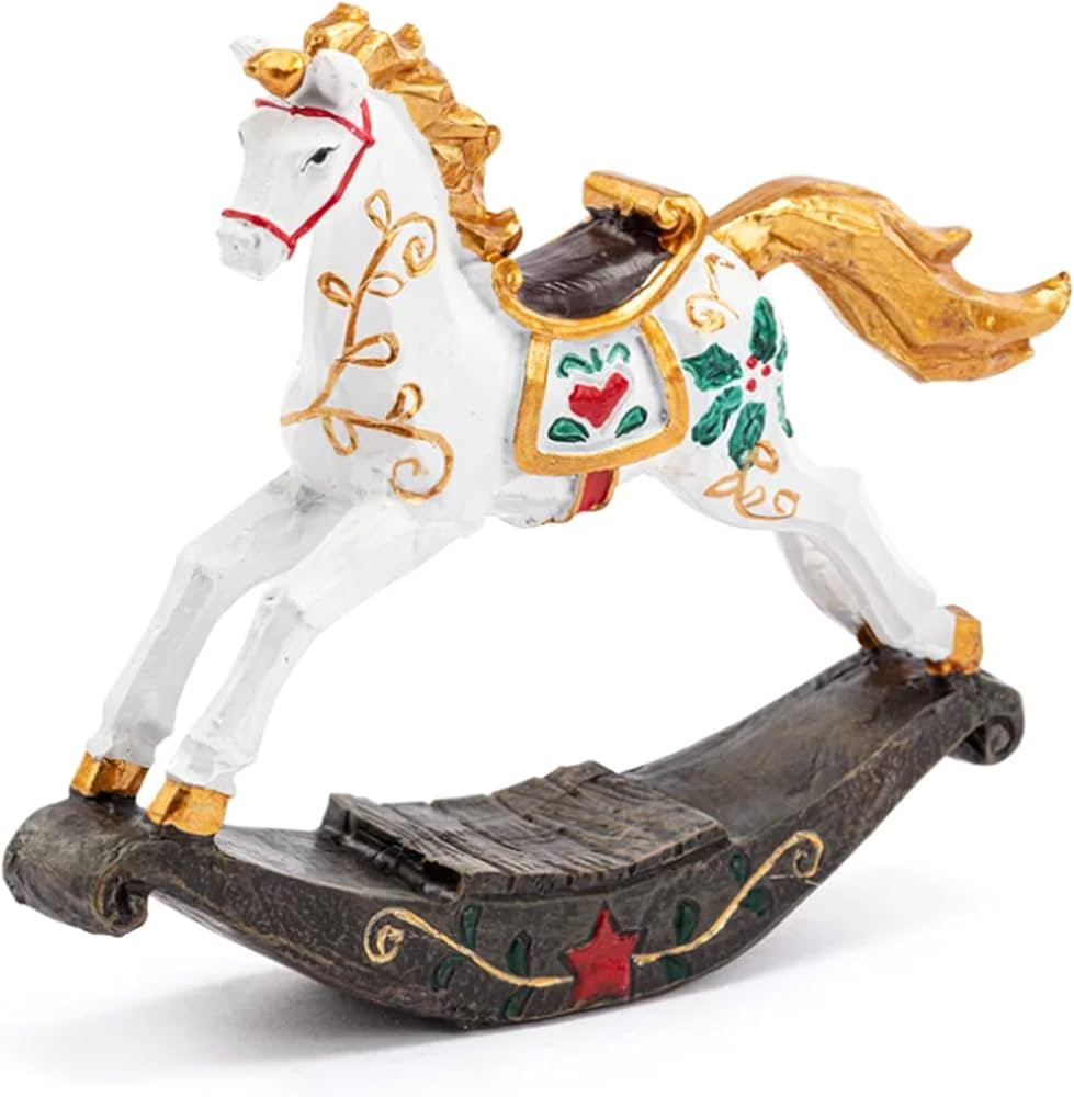 52852 Christmas Rocking Horse Multicolor 4.5 x 4 Inches Resin Decorative Winter Holiday Figurine | Amazon (US)