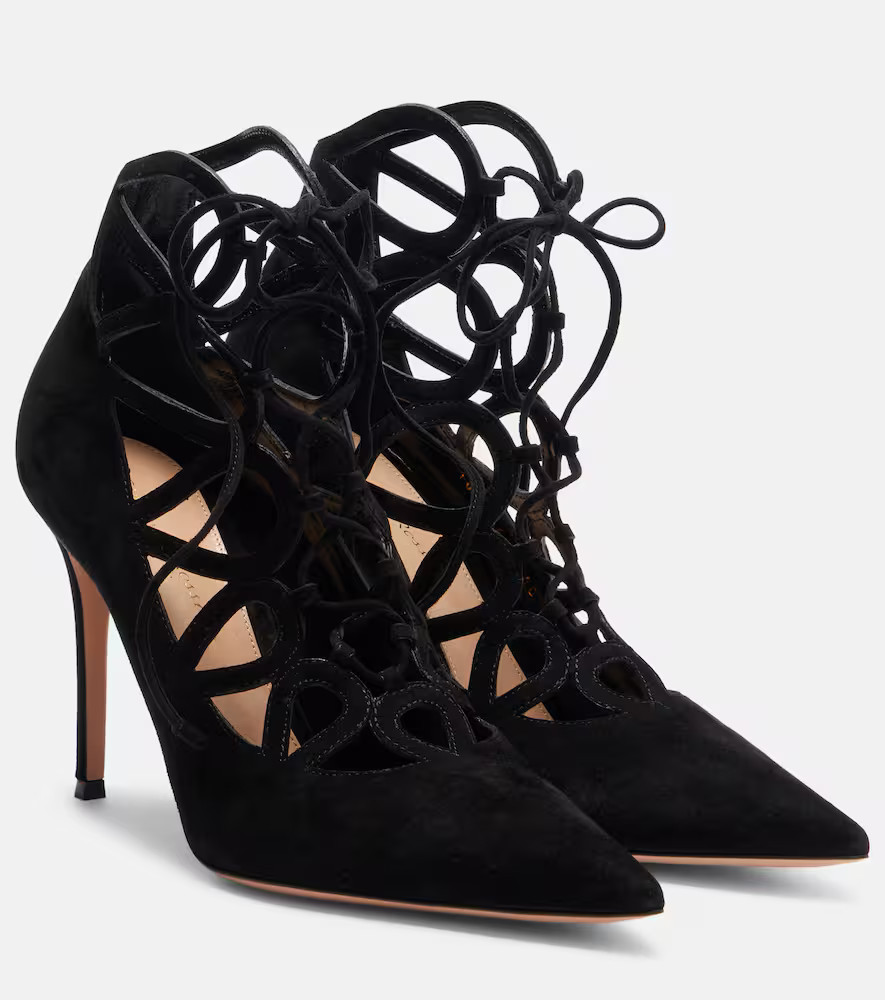 Gianvito Rossi Elisa 95 suede lace-up pumps | Mytheresa (US/CA)
