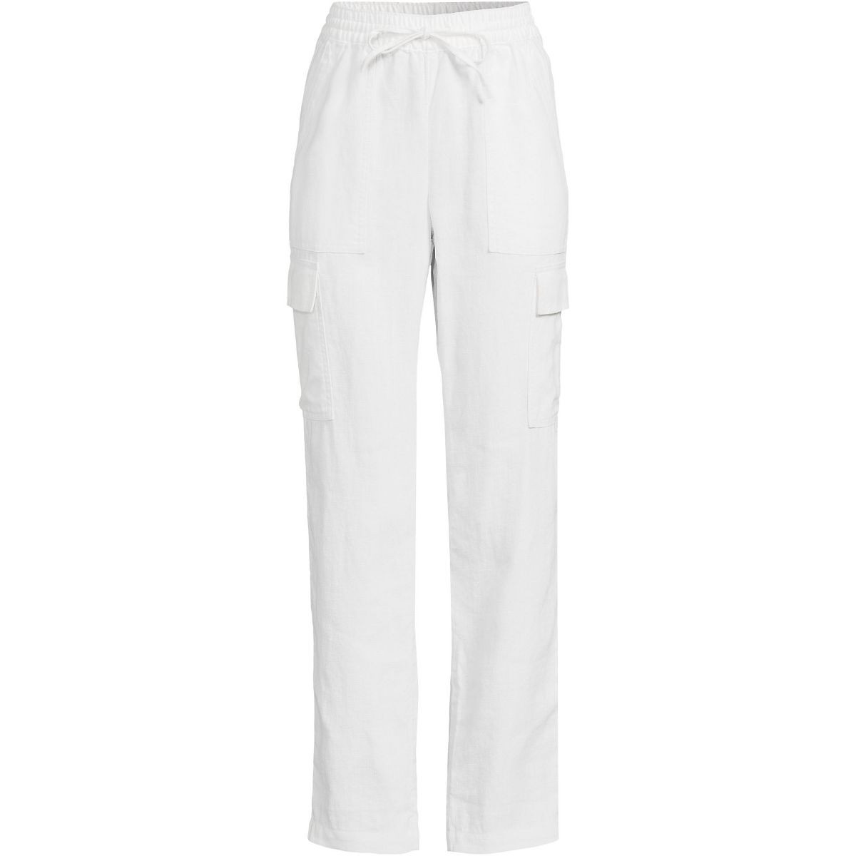 Lands' End Women's High Rise Drawstring Linen Cargo Pants | Target