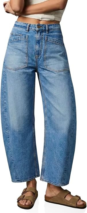 Cicy Bell Womens Baggy Barrel Jeans Cropped High Waist Wide Leg Denim Pants | Boyfriend, Vintage,... | Amazon (US)