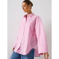 Tommy Hilfiger Oversized Fit Adjustable Cuffs Poplin Shirt - Pink | Very (UK)