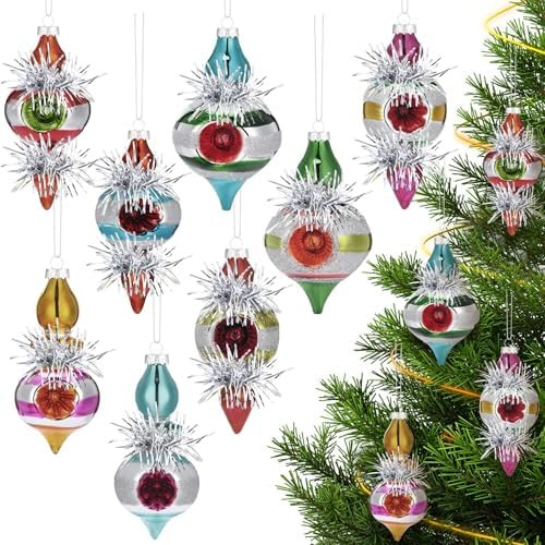 Soulchen Set of 8 Vintage Glass Christmas Ornaments 5'' Antiqued Ball Mercury Rustic Christmas Tr... | Amazon (US)