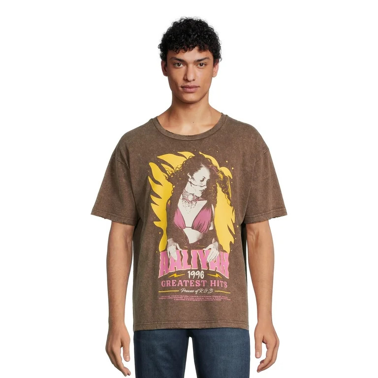 Aaliyah Men’s and Big Men’s Oversized Graphic Band Tee, Sizes XS-3XL | Walmart (US)