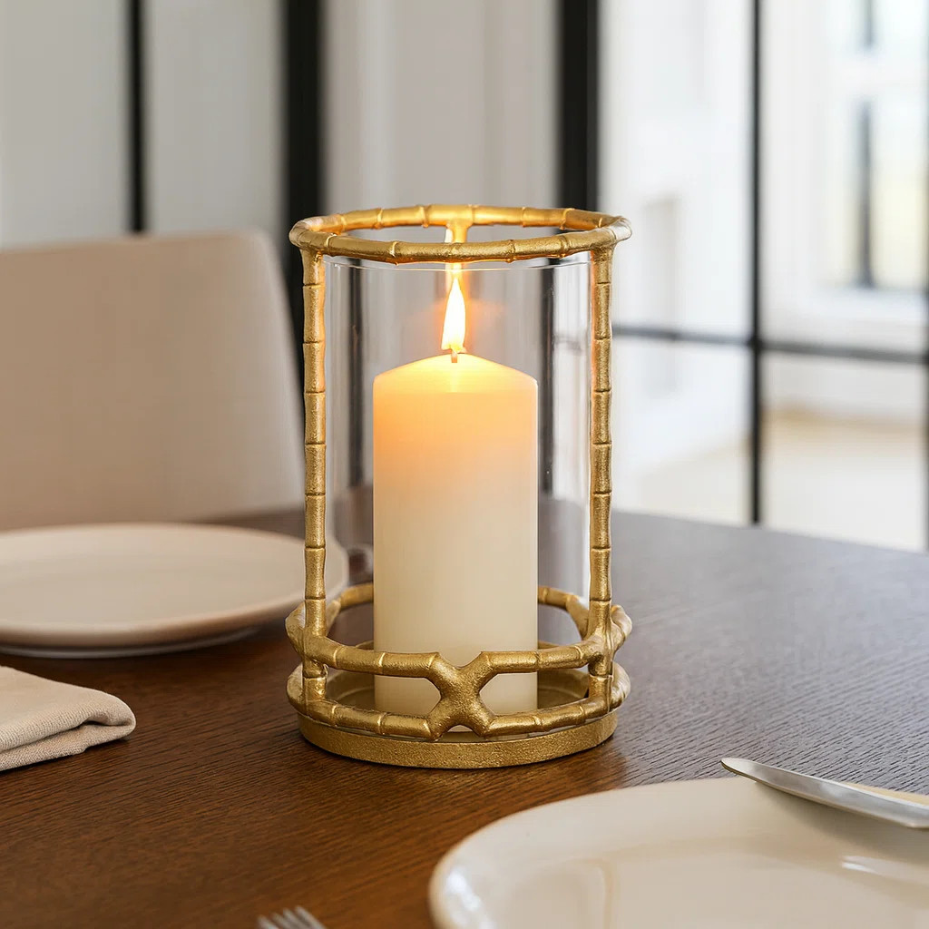 Modern Pillar Hurricane Candle Holder for Home Decor - Modern Tabletop Candlestick Holder for She... | Wayfair North America