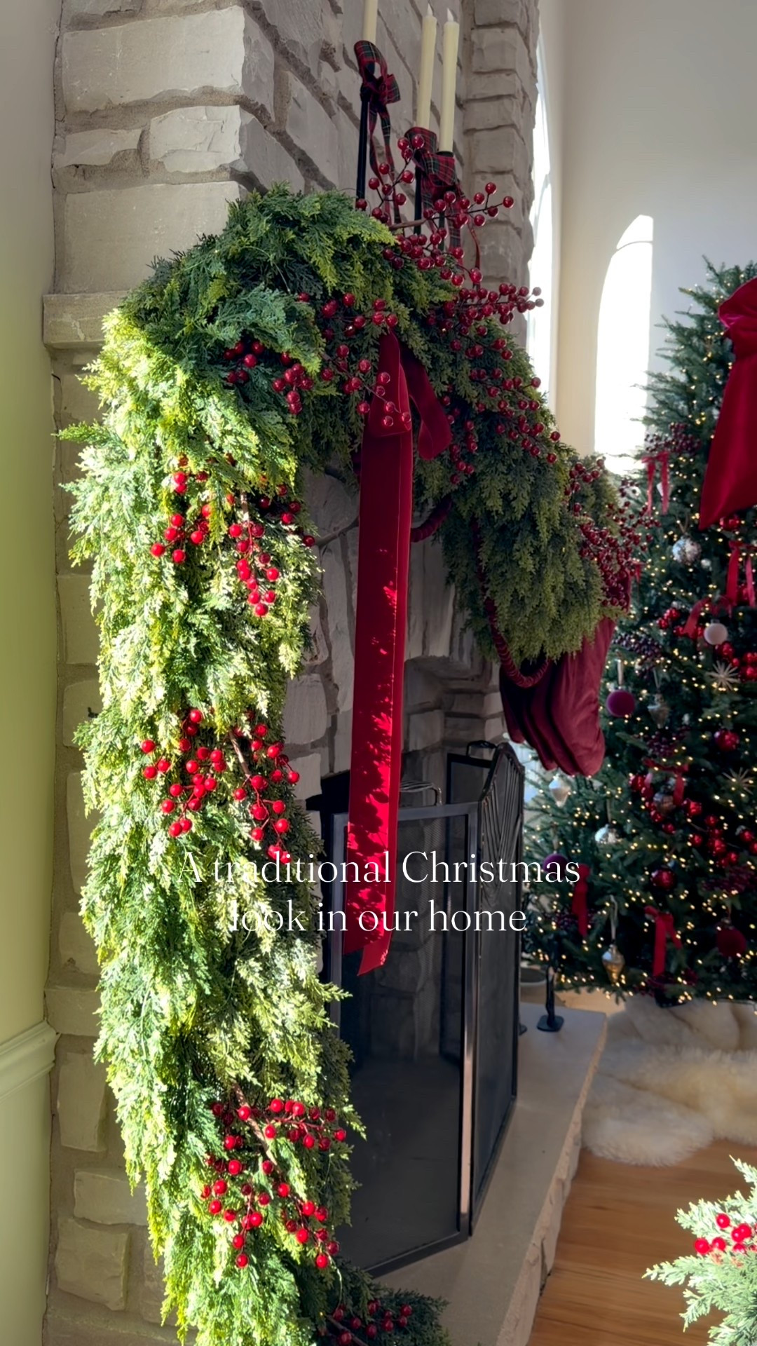 A traditional Christmas look in our home! Loving the pop of red, berries, lush greenery, gold, silver, and rich textures.

#LTKHome #LTKSeasonal #LTKHoliday