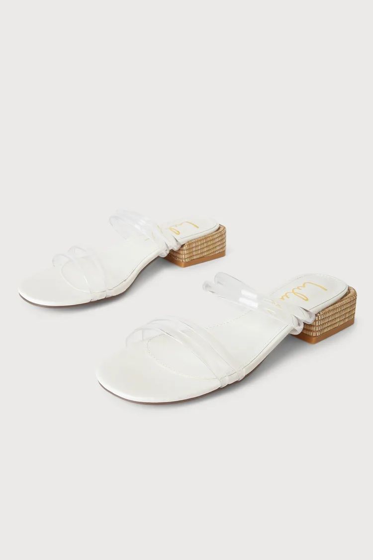 Macalano White Clear Woven Heel Flat Sandals | Lulus (US)