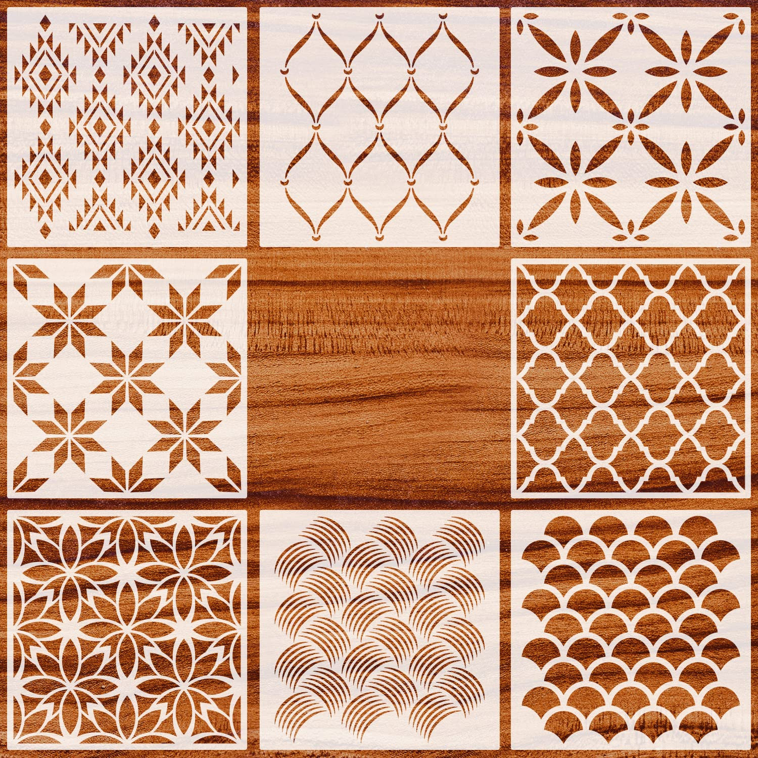 12 Inch Large Geometric Stencils Mandala Stencil Laser Cut Painting Template for DIY Art | Wall S... | Amazon (US)