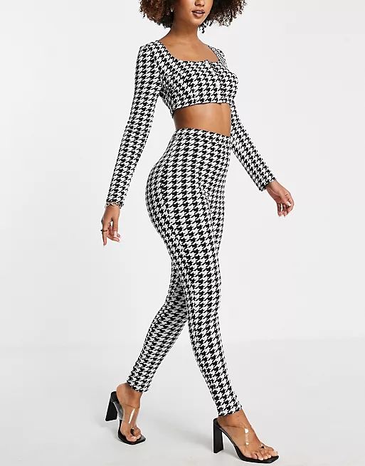 ASOS DESIGN jersey suit skinny pants in mono houndstooth - part of a set | ASOS (Global)
