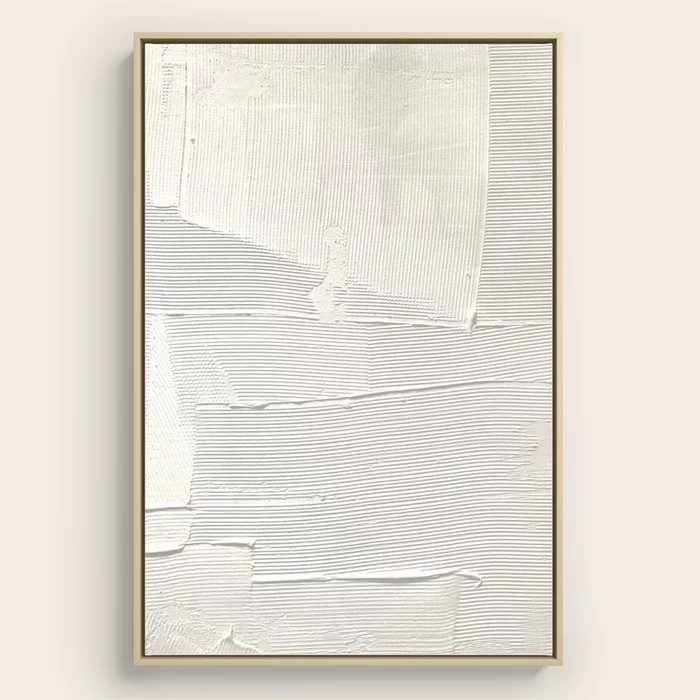 Relief [1]: an abstract, textured piece in white by Alyssa Hamilton Art Framed Canvas | Society6
