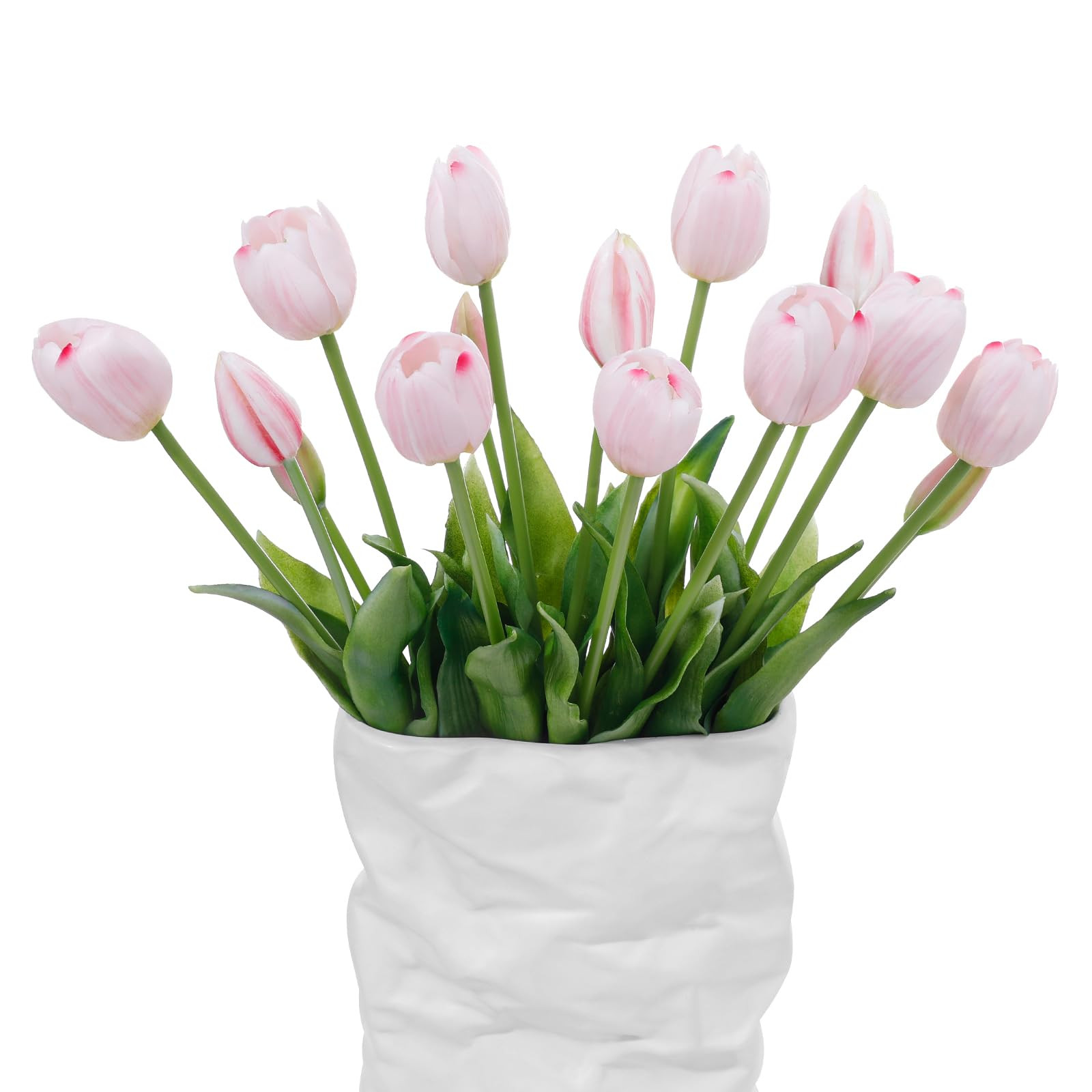 15 Pcs Light Pink Artificial Flowers Tulips Latex Plastic Soft Faux Bouquets for Party, Wedding, ... | Amazon (US)