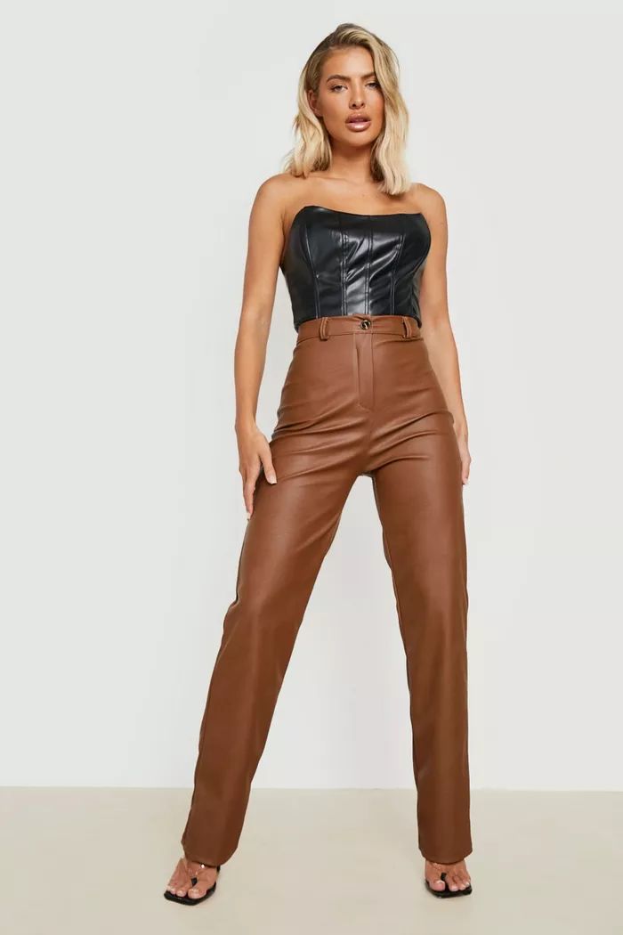 Wide Leg Faux Leather Pants | boohoo (US & Canada)