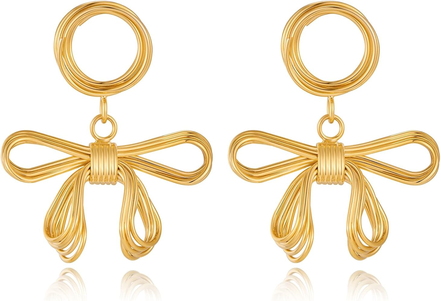 Gold Bow Dangle Earrings for Women Bowknot Earrings Cute Jewelry | Amazon (US)
