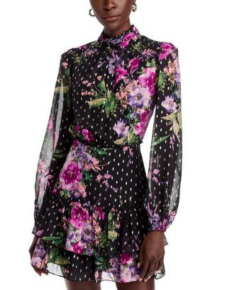 AQUA Mock Neck Tiered Mini Dress - Exclusive  | Bloomingdale's AQUA | Bloomingdale's (US)