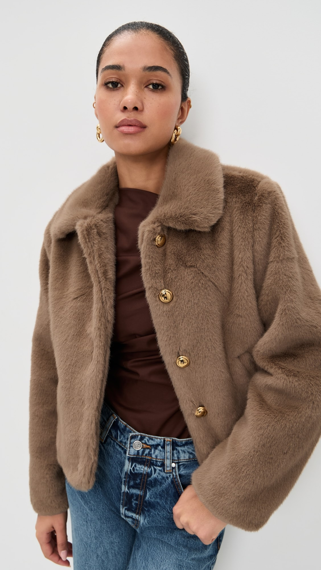 Faux Fur Collared Jcaket | Shopbop