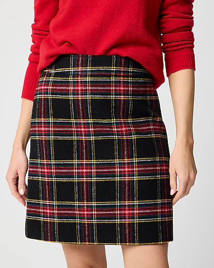 Plaid wool-blend A-line mini skirt | J.Crew Factory