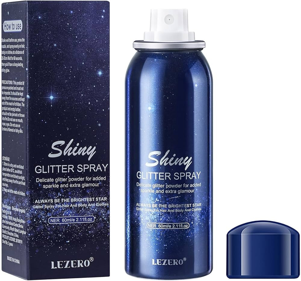 Lezero Temporary Body Glitter Spray, Body Shimmer Spray for Skin, Face, Hair, Clothing, Quick-Dry... | Amazon (US)