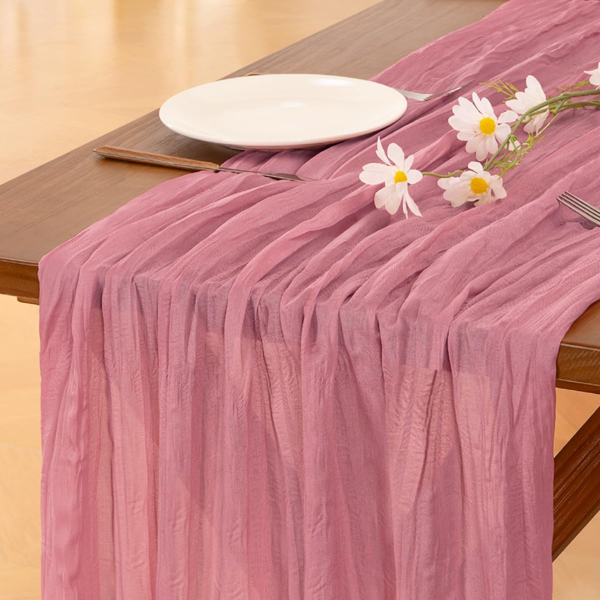 Socomi Mauve Table Runner Spring Easter Cheesecloth Table Runner 120 inch Cheese Cloth Runner 10F... | Amazon (US)
