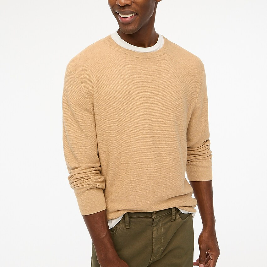 Cotton garter-stitch crewneck sweater | J.Crew Factory
