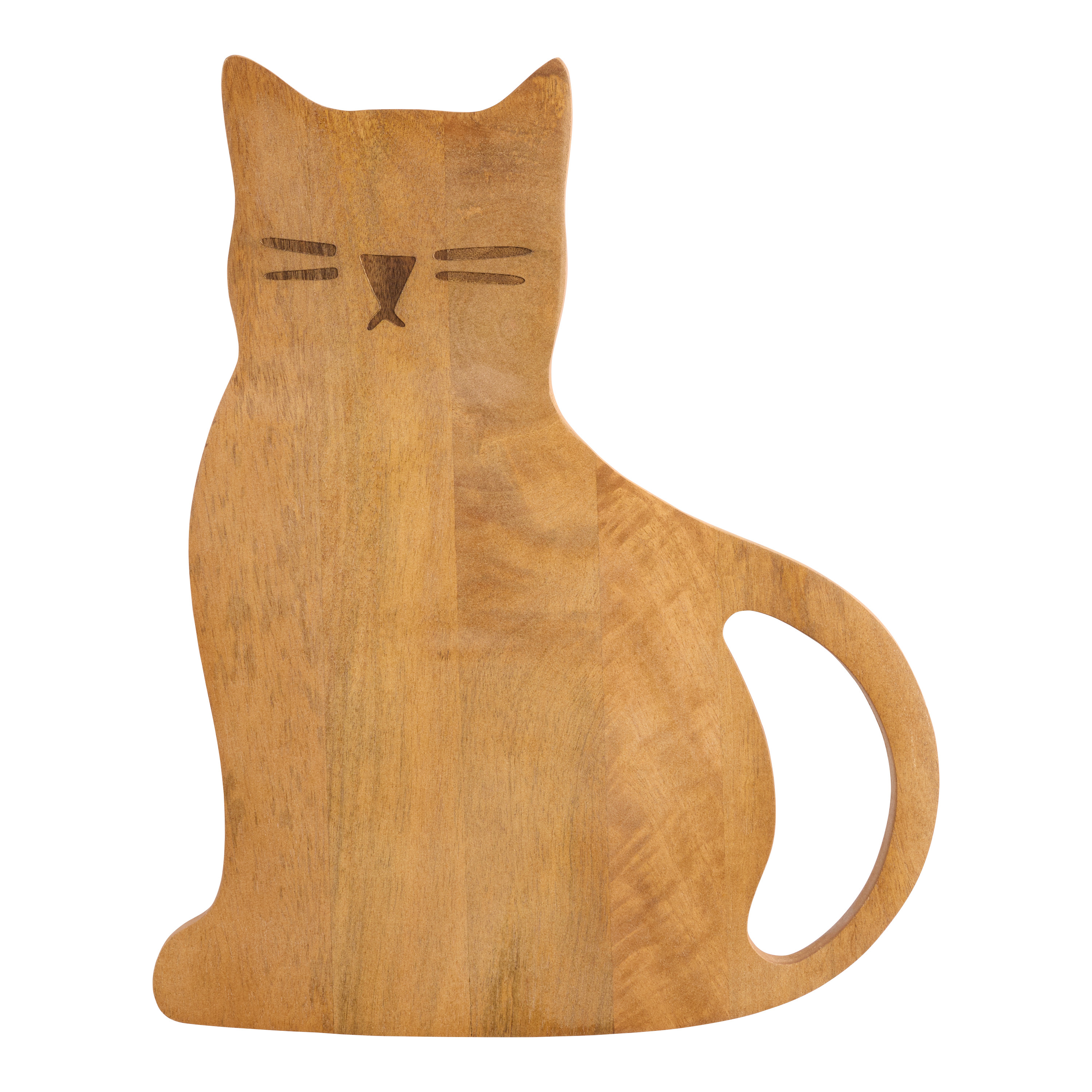 Natural Mango Wood Cat Shaped Serving Board | World Market