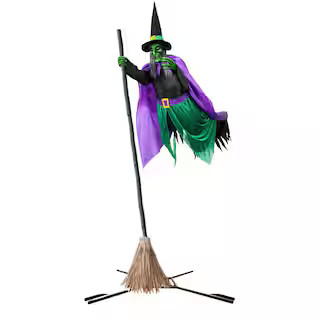 OGETFUUR 12 ft. Halloween Outdoor Decoration Hovering Witch Animatronics Prop with Sound and Touc... | The Home Depot