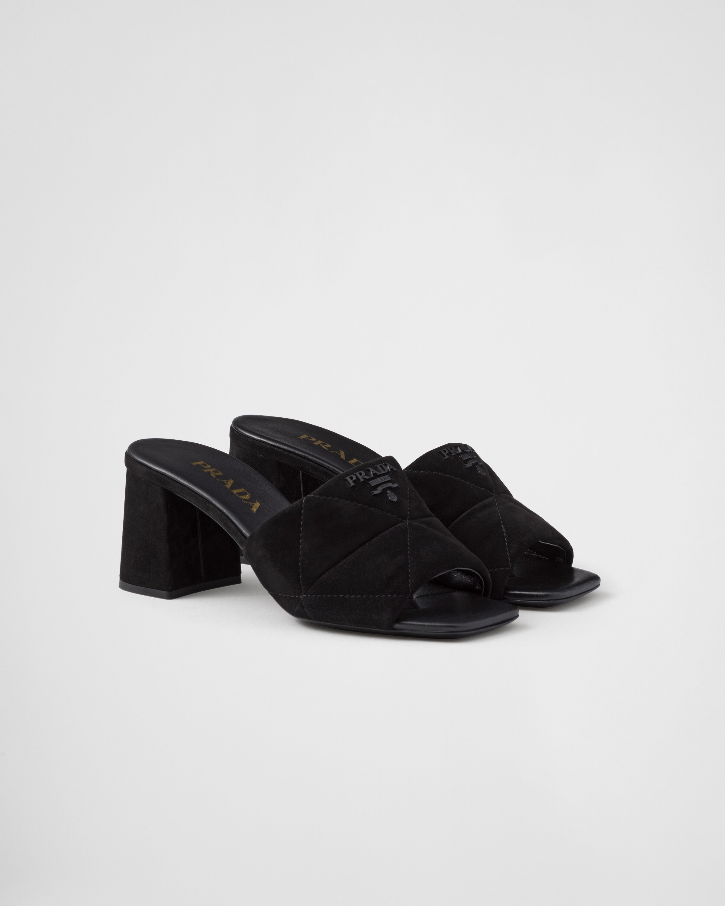 Stitched suede sandals | Prada US